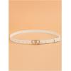 imageOYOANGLE Womens Double Heart Leather Belt Buckle Adjustable Skinny Belts Thin Belt for Jeans DressWhite