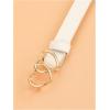 imageOYOANGLE Womens Double Heart Leather Belt Buckle Adjustable Skinny Belts Thin Belt for Jeans DressWhite