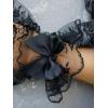 imageOYOANGLE Womens Floral Lace Bow Front Short Wrist Cuff Wedding Wrist Length Bridal Prom GlovesBlack