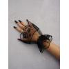 imageOYOANGLE Womens Floral Lace Bow Front Short Wrist Cuff Wedding Wrist Length Bridal Prom GlovesBlack Butterfly
