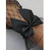 imageOYOANGLE Womens Floral Lace Bow Front Short Wrist Cuff Wedding Wrist Length Bridal Prom GlovesBlack Mesh
