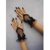 imageOYOANGLE Womens Floral Lace Bow Front Short Wrist Cuff Wedding Wrist Length Bridal Prom GlovesBlack Mesh