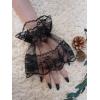 imageOYOANGLE Womens Floral Lace Bow Front Short Wrist Cuff Wedding Wrist Length Bridal Prom GlovesBlack Solid