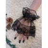 imageOYOANGLE Womens Floral Lace Bow Front Short Wrist Cuff Wedding Wrist Length Bridal Prom GlovesBlack Solid