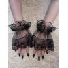imageOYOANGLE Womens Floral Lace Bow Front Short Wrist Cuff Wedding Wrist Length Bridal Prom GlovesBlack Solid