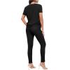 imageOYOANGLE Womens Maternity 2 Piece Outfits Drawstring Ruched Short Sleeve Ribbed Tee Top ampamp Leggings Pregnancy Lounge SetBlack