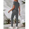 imageOYOANGLE Womens Maternity 2 Piece Outfits Drawstring Ruched Short Sleeve Ribbed Tee Top ampamp Leggings Pregnancy Lounge SetGrey Dark