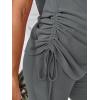 imageOYOANGLE Womens Maternity 2 Piece Outfits Drawstring Ruched Short Sleeve Ribbed Tee Top ampamp Leggings Pregnancy Lounge SetGrey Dark