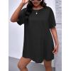 imageOYOANGLE Womens Maternity 2 Piece Outfits Short Sleeve Split Hem Tee Shirt and Shorts SetBlack