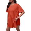 imageOYOANGLE Womens Maternity 2 Piece Outfits Short Sleeve Split Hem Tee Shirt and Shorts SetOrange