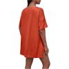 imageOYOANGLE Womens Maternity 2 Piece Outfits Short Sleeve Split Hem Tee Shirt and Shorts SetOrange