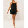 imageOYOANGLE Womens Maternity 2 Piece Pajamas Outfits Textured Cami Halter Top and Shorts Lounge SetBlack