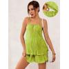 imageOYOANGLE Womens Maternity 2 Piece Pajamas Outfits Textured Cami Halter Top and Shorts Lounge SetGreen