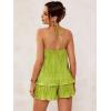 imageOYOANGLE Womens Maternity 2 Piece Pajamas Outfits Textured Cami Halter Top and Shorts Lounge SetGreen