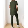 imageOYOANGLE Womens Maternity 2 Piece Ribbed Knit Lounge Set Short Sleeve Tshirt and Legging Pants Fall OutfitsArmy Green