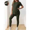 imageOYOANGLE Womens Maternity 2 Piece Ribbed Knit Lounge Set Short Sleeve Tshirt and Legging Pants Fall OutfitsArmy Green