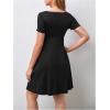 imageOYOANGLE Womens Maternity Bow Front Short Sleeve Dress V Neck A Line Pregnancy Casual Short DressesBlack