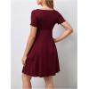 imageOYOANGLE Womens Maternity Bow Front Short Sleeve Dress V Neck A Line Pregnancy Casual Short DressesBurgundy