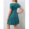 imageOYOANGLE Womens Maternity Bow Front Short Sleeve Dress V Neck A Line Pregnancy Casual Short DressesTeal Blue