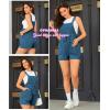 imageOYOANGLE Womens Maternity Button Sleeveless Drawstring High Waist Short Overall Casual Romper with PocketBlue Plain