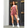 imageOYOANGLE Womens Maternity Button Sleeveless Drawstring High Waist Short Overall Casual Romper with PocketDusty Pink
