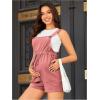 imageOYOANGLE Womens Maternity Button Sleeveless Drawstring High Waist Short Overall Casual Romper with PocketDusty Pink