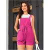 imageOYOANGLE Womens Maternity Button Sleeveless Drawstring High Waist Short Overall Casual Romper with PocketHot Pink