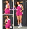 imageOYOANGLE Womens Maternity Button Sleeveless Drawstring High Waist Short Overall Casual Romper with PocketHot Pink