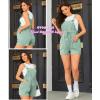 imageOYOANGLE Womens Maternity Button Sleeveless Drawstring High Waist Short Overall Casual Romper with PocketMint Green