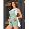 imageOYOANGLE Womens Maternity Button Sleeveless Drawstring High Waist Short Overall Casual Romper with PocketMint Green