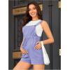 imageOYOANGLE Womens Maternity Button Sleeveless Drawstring High Waist Short Overall Casual Romper with PocketPurple Solid