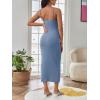 imageOYOANGLE Womens Maternity Cami Dress Split Hem Rib Knit Buttoned Sleeveless Long Bodycon Slip DressesBlue