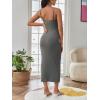 imageOYOANGLE Womens Maternity Cami Dress Split Hem Rib Knit Buttoned Sleeveless Long Bodycon Slip DressesLight Grey