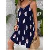 imageOYOANGLE Womens Maternity Floral Print Cami Dress V Neck Spaghetti Strap Loose Pregnancy Short DressesDark Blue