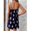 imageOYOANGLE Womens Maternity Floral Print Cami Dress V Neck Spaghetti Strap Loose Pregnancy Short DressesDark Blue