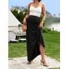 imageOYOANGLE Womens Maternity High Waist A Line Flared Swing Pregnancy Long Maxi SkirtBlack