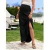 imageOYOANGLE Womens Maternity High Waist A Line Flared Swing Pregnancy Long Maxi SkirtBlack