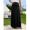 imageOYOANGLE Womens Maternity High Waist A Line Flared Swing Pregnancy Long Maxi SkirtBlack