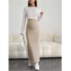 imageOYOANGLE Womens Maternity High Waist Long Maxi Skirt Casual Solid Adjustable SkirtsApricot