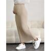 imageOYOANGLE Womens Maternity High Waist Long Maxi Skirt Casual Solid Adjustable SkirtsApricot