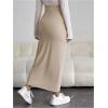 imageOYOANGLE Womens Maternity High Waist Long Maxi Skirt Casual Solid Adjustable SkirtsApricot