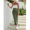imageOYOANGLE Womens Maternity High Waist Long Maxi Skirt Casual Solid Adjustable SkirtsArmy Green