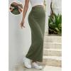 imageOYOANGLE Womens Maternity High Waist Long Maxi Skirt Casual Solid Adjustable SkirtsArmy Green