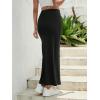 imageOYOANGLE Womens Maternity High Waist Long Maxi Skirt Casual Solid Adjustable SkirtsBlack
