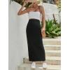 imageOYOANGLE Womens Maternity High Waist Long Maxi Skirt Casual Solid Adjustable SkirtsBlack