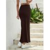 imageOYOANGLE Womens Maternity High Waist Long Maxi Skirt Casual Solid Adjustable SkirtsChocolate Brown