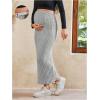 imageOYOANGLE Womens Maternity High Waist Long Maxi Skirt Casual Solid Adjustable SkirtsGrey