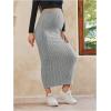 imageOYOANGLE Womens Maternity High Waist Long Maxi Skirt Casual Solid Adjustable SkirtsGrey