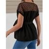 imageOYOANGLE Womens Maternity Lace Tie Front Short Sleeve Blouses Crew Neck Loose Casual Pregnancy Tunic TopsBlack