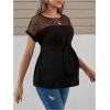 imageOYOANGLE Womens Maternity Lace Tie Front Short Sleeve Blouses Crew Neck Loose Casual Pregnancy Tunic TopsBlack
